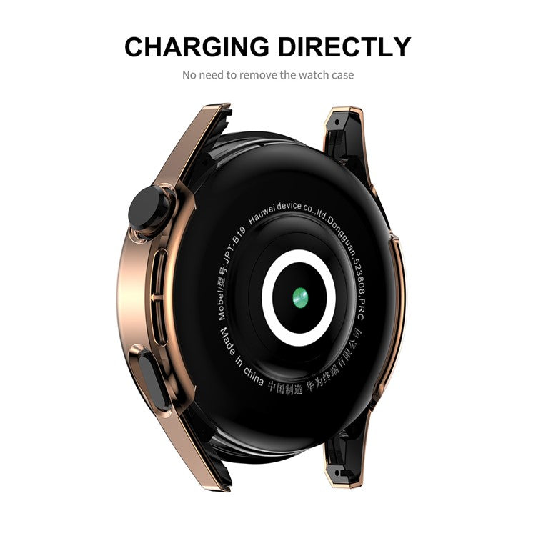 ENKAY HAT PRINCE for Huawei Watch GT 3 46mm Anti-scratch 9H Tempered Glass Screen Protector Electroplating Hard PC Watch Case - Rose Gold