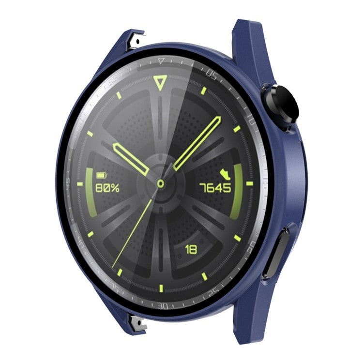 ENKAY HAT PRINCE for Huawei Watch GT 3 46mm 9H Tempered Glass Screen Protector Matte Rubberized Hard PC Watch Case - Dark Blue