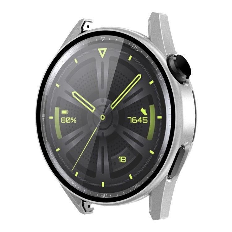 ENKAY HAT PRINCE for Huawei Watch GT 3 46mm 9H Tempered Glass Screen Protector Matte Rubberized Hard PC Watch Case - Silver