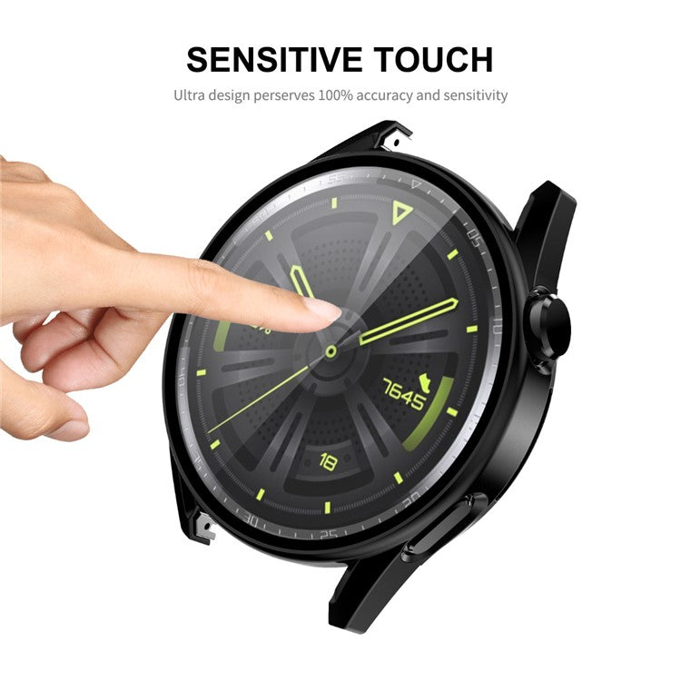 ENKAY HAT PRINCE for Huawei Watch GT 3 46mm 9H Tempered Glass Screen Protector Matte Rubberized Hard PC Watch Case - Silver