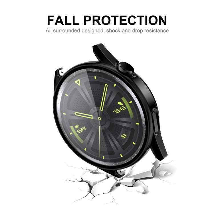 ENKAY HAT PRINCE for Huawei Watch GT 3 46mm 9H Tempered Glass Screen Protector Matte Rubberized Hard PC Watch Case - Silver