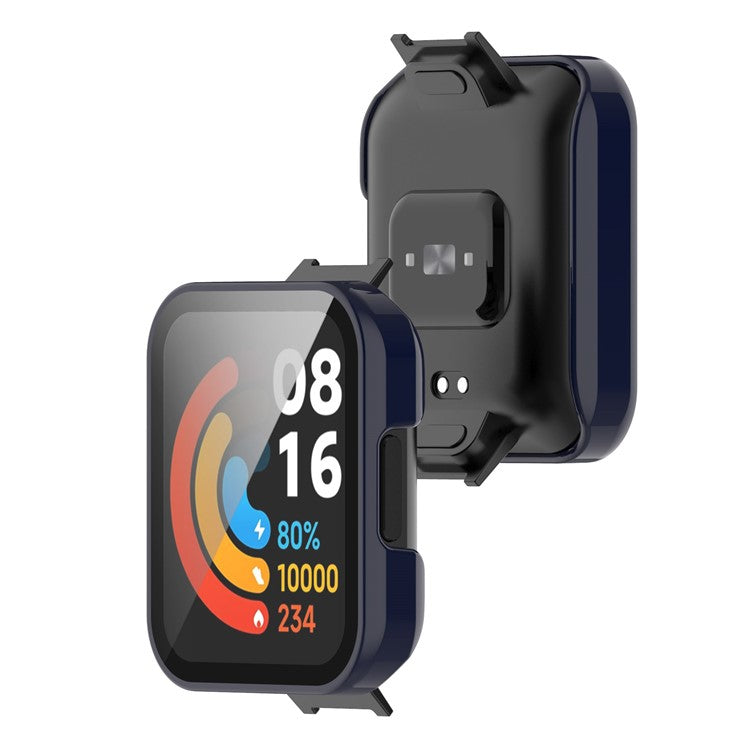 For Xiaomi Redmi Watch 2 Lite Anti-drop Hard PC Protective Case with Built-in Tempered Glass Screen Protector - Dark Blue