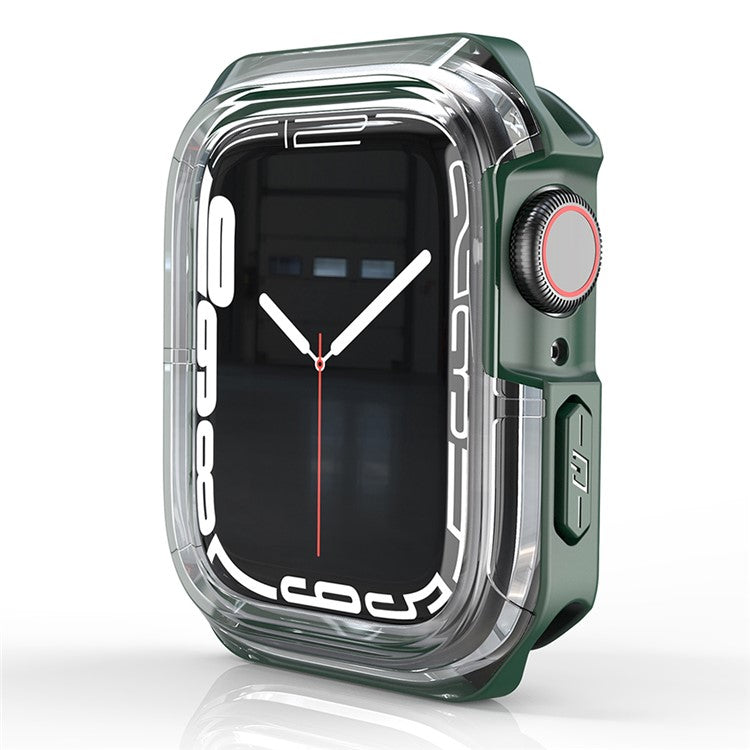 For Apple Watch Series 9 / 8 / 7 41mm TPU+PC Clear Dual-color Smart Watch Case Protective Cover - Transparent / Green