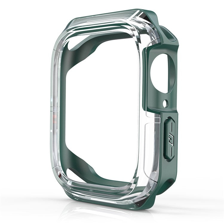 For Apple Watch Series 9 / 8 / 7 41mm TPU+PC Clear Dual-color Smart Watch Case Protective Cover - Transparent / Green