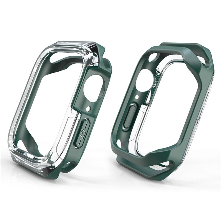For Apple Watch Series 9 / 8 / 7 41mm TPU+PC Clear Dual-color Smart Watch Case Protective Cover - Transparent / Green