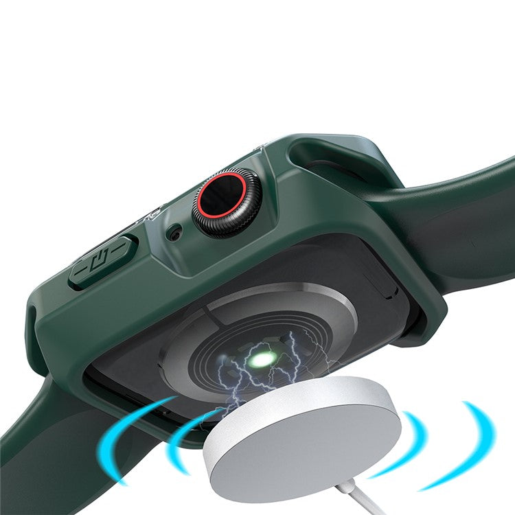 For Apple Watch Series 9 / 8 / 7 41mm TPU+PC Clear Dual-color Smart Watch Case Protective Cover - Transparent / Green