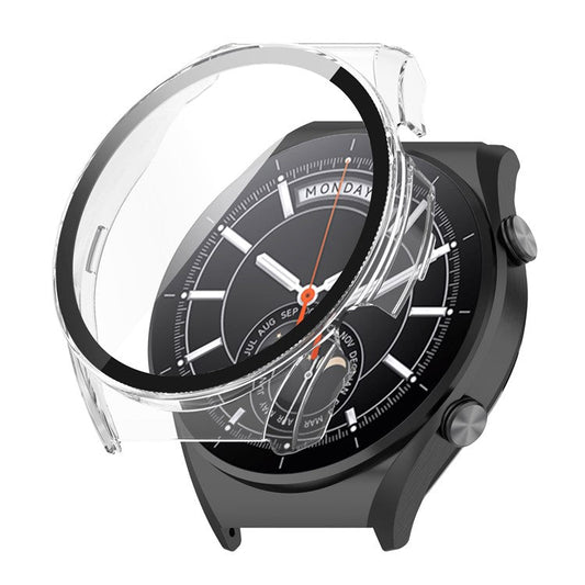 For Xiaomi Watch S1 Hard PC Anti-drop Protective Case with Built-in Anti-scratch Tempered Glass Screen Protector - Transparent