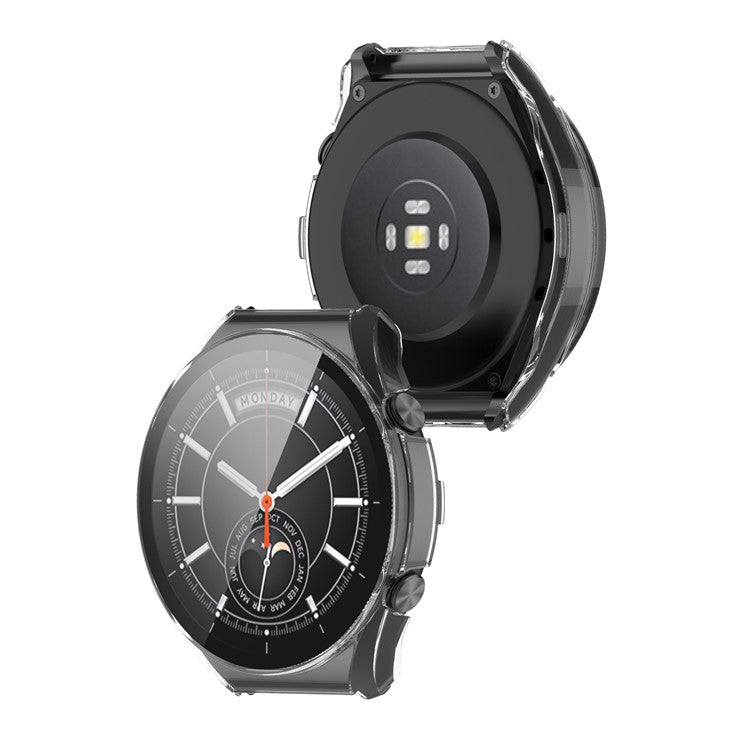 For Xiaomi Watch S1 Hard PC Anti-drop Protective Case with Built-in Anti-scratch Tempered Glass Screen Protector - Transparent