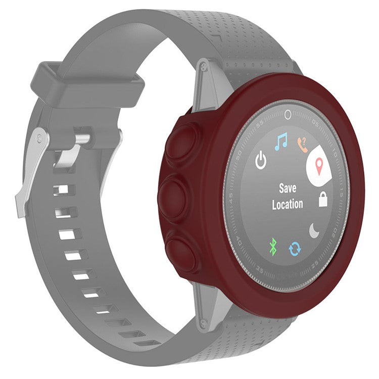 For Garmin Fenix 5X / 5X Plus Soft Silicone Watch Case Anti-Scratch Protective Cover Frame - Deep Red