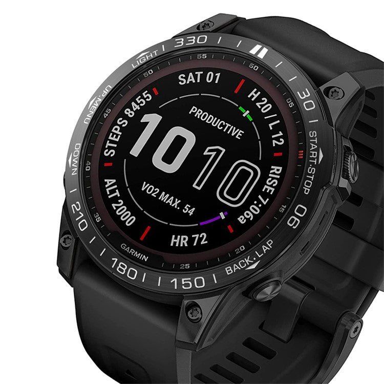 For Garmin Fenix 7 Sporty Scale Design Stainless Steel Watch Bezel Protective Ring - Black/White