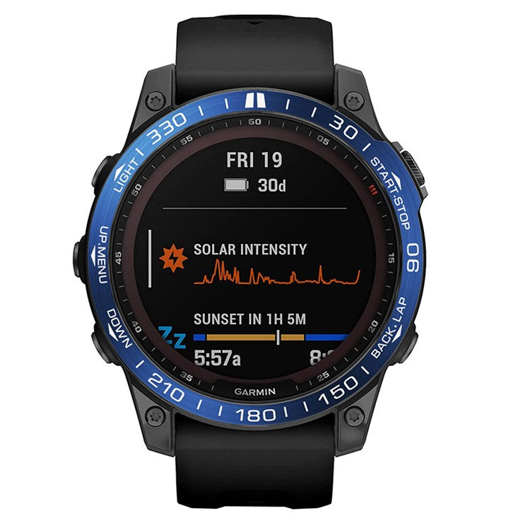 For Garmin Fenix 7 Sporty Scale Design Stainless Steel Watch Bezel Protective Ring - Blue/White