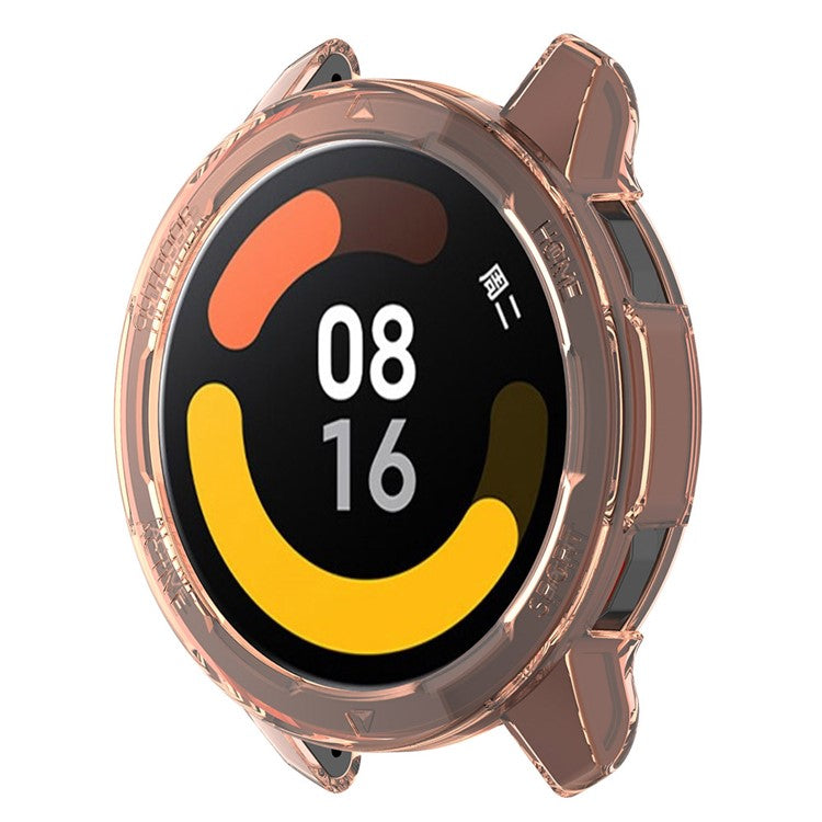 For Xiaomi Watch S1 Active/Watch Color 2 Anti-fall Transparent Watch Case TPU Cover Protector - Transparent Orange