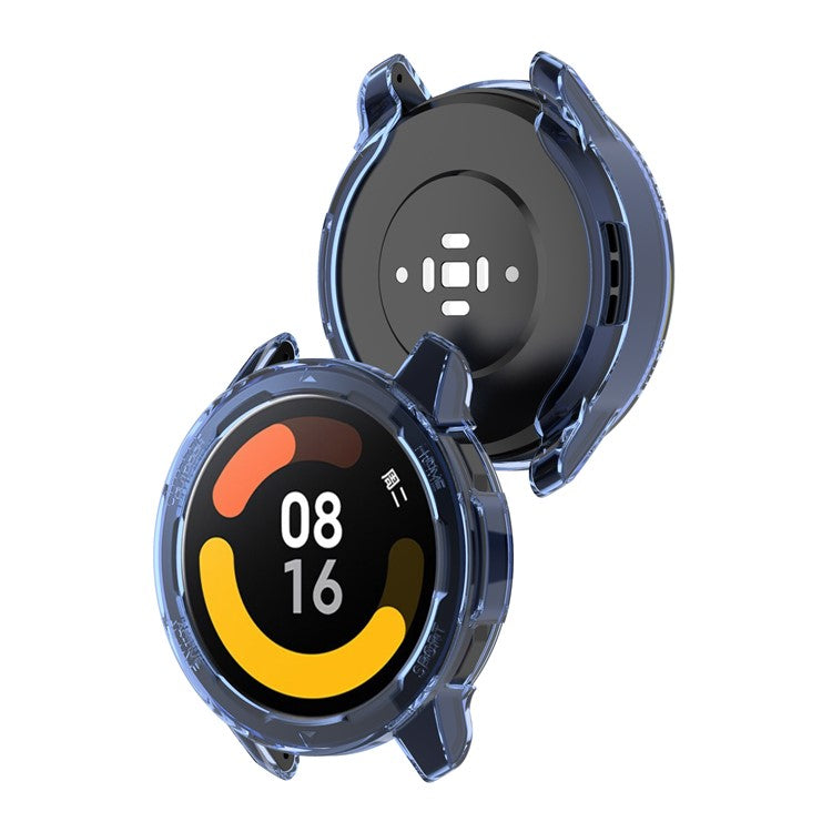 For Xiaomi Watch S1 Active/Watch Color 2 Anti-fall Transparent Watch Case TPU Cover Protector - Transparent Blue
