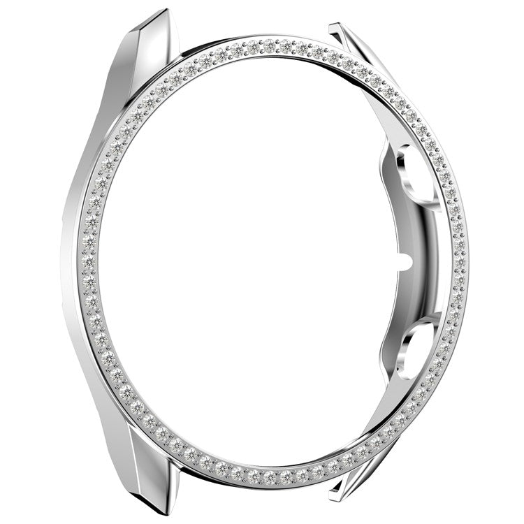 For Samsung Galaxy Watch3 45mm Watch Case Hard PC Rhinestone Glitter Cover Frame Protective Cover - Silver