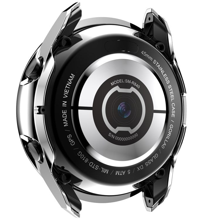 For Samsung Galaxy Watch3 45mm Watch Case Hard PC Rhinestone Glitter Cover Frame Protective Cover - Silver