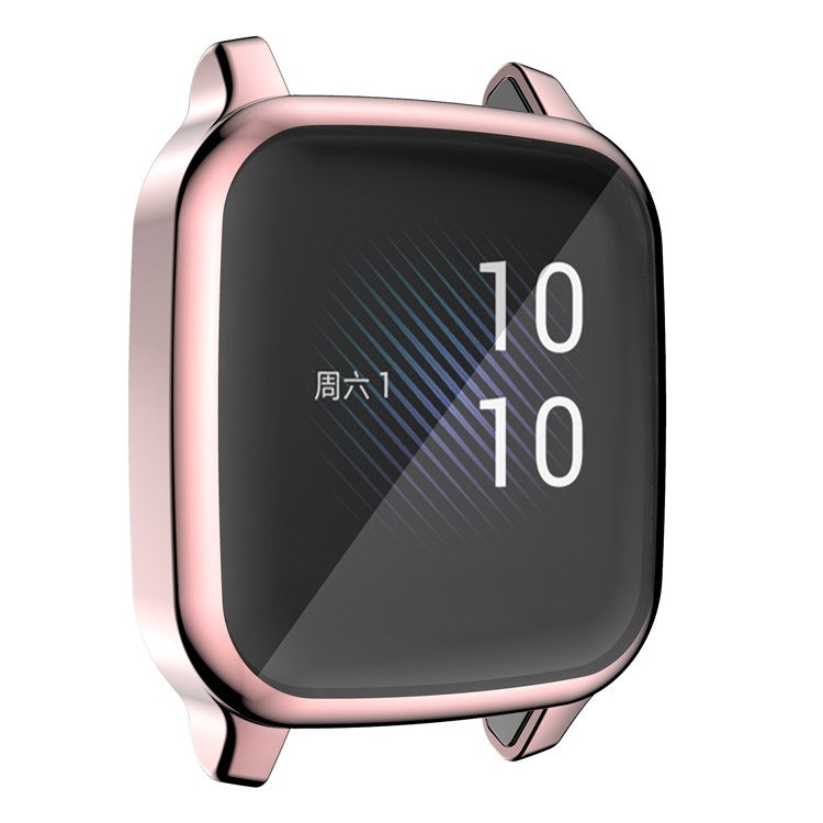 For Garmin Venu Sq Soft TPU Electroplated Frame Watch Case Full Protection Screen Protector Cover - Pink