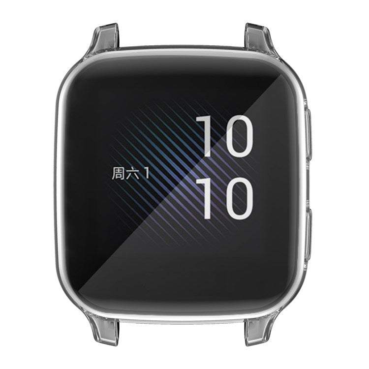 For Garmin Venu Sq Soft TPU Electroplated Frame Watch Case Full Protection Screen Protector Cover - Transparent