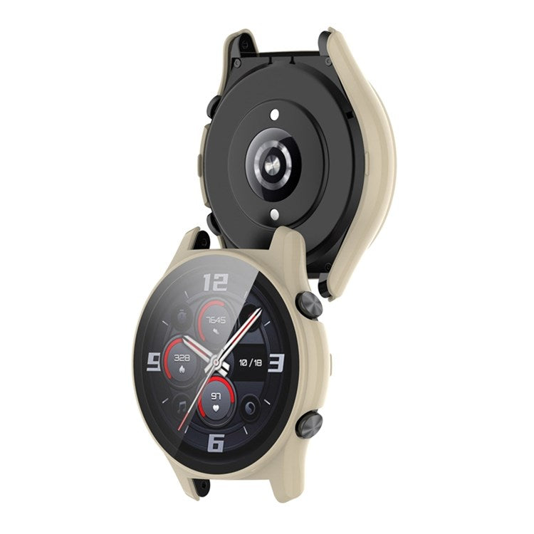 For Honor Watch GS3 46mm Hard PC Anti-drop Watch Case with Tempered Glass Screen Protector - Beige