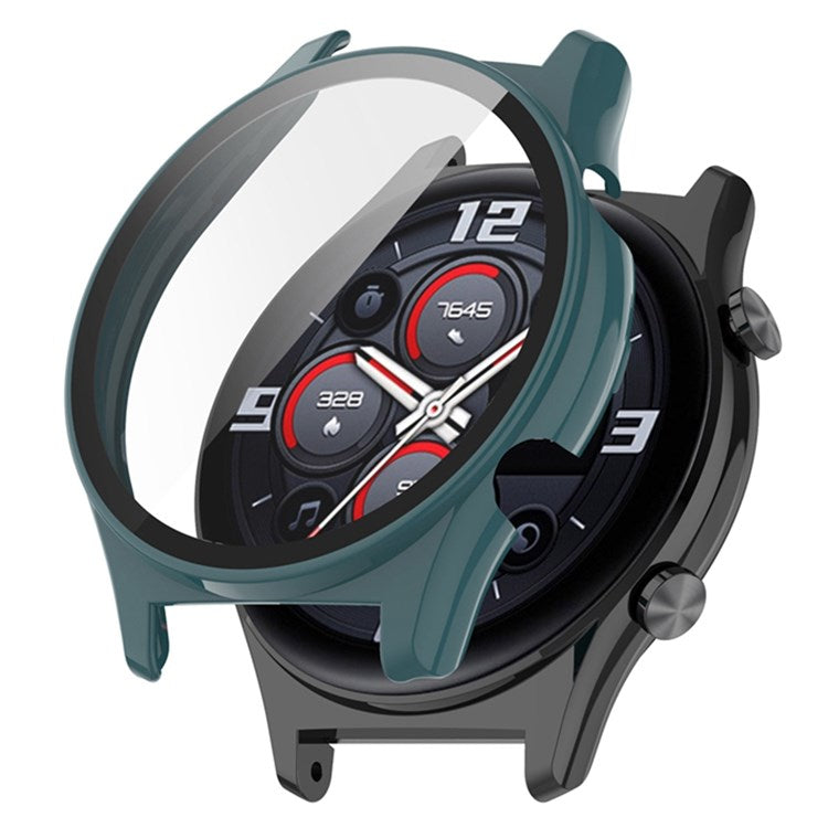 For Honor Watch GS3 46mm Hard PC Anti-drop Watch Case with Tempered Glass Screen Protector - Dark Green