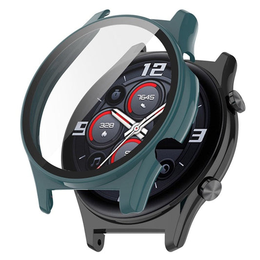 For Honor Watch GS3 46mm Hard PC Anti-drop Watch Case with Tempered Glass Screen Protector - Dark Green