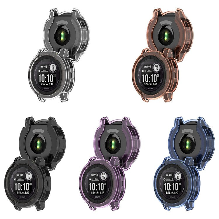 For Garmin Instinct 2S Anti-fall Watch Cover Transparent Soft TPU Protective Case - Transparent Black