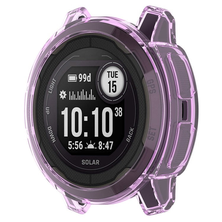 For Garmin Instinct 2S Anti-fall Watch Cover Transparent Soft TPU Protective Case - Transparent Purple