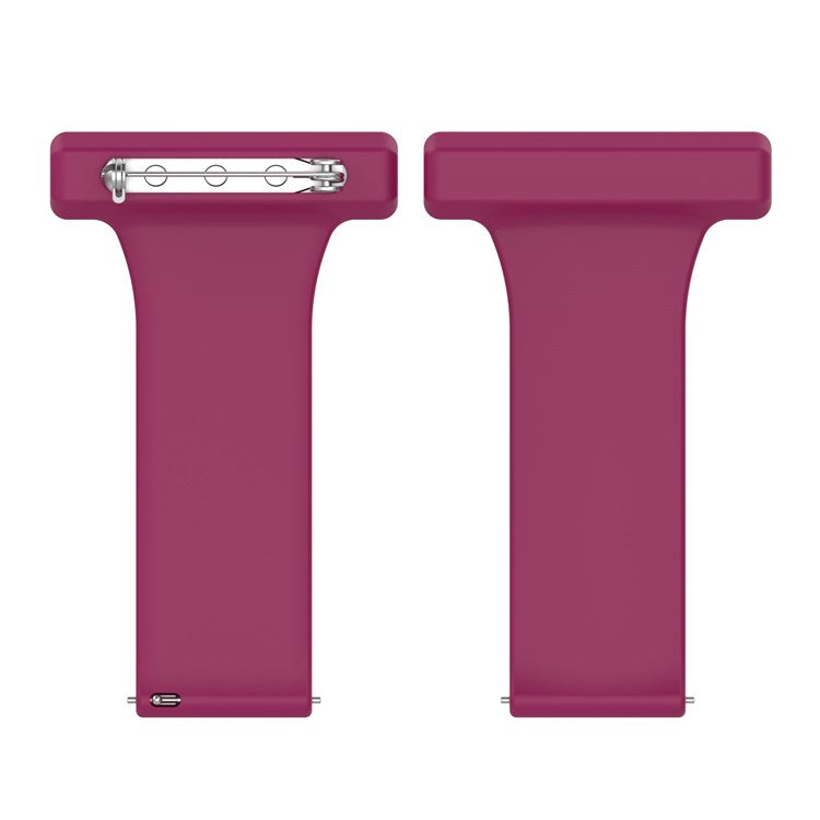 For Huawei Watch GT Runner/Samsung Galaxy Watch3 45mm Pin Style 22mm Doctor Nurse Watch Silicone Strap Hanging Buckle - Wine Red