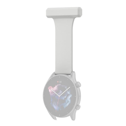 For Huawei Watch GT Runner/Samsung Galaxy Watch3 45mm Pin Style 22mm Doctor Nurse Watch Silicone Strap Hanging Buckle - Light Grey