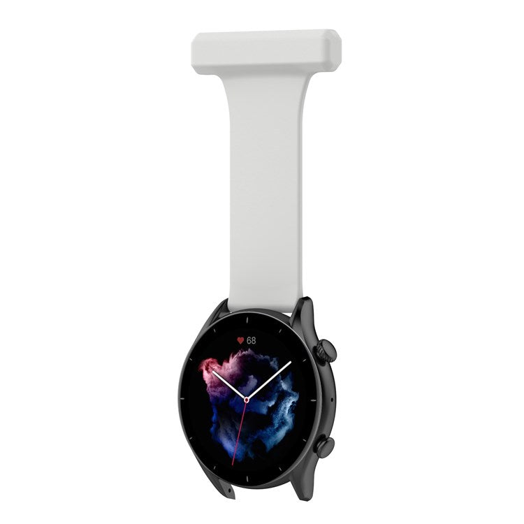 For Huawei Watch GT Runner/Samsung Galaxy Watch3 45mm Pin Style 22mm Doctor Nurse Watch Silicone Strap Hanging Buckle - Light Grey