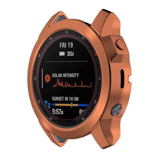 For Garmin Fenix 7X/Fenix 7X Solar Electroplating Soft TPU Hollow Out Bumper Frame Case Cover - Rose Gold