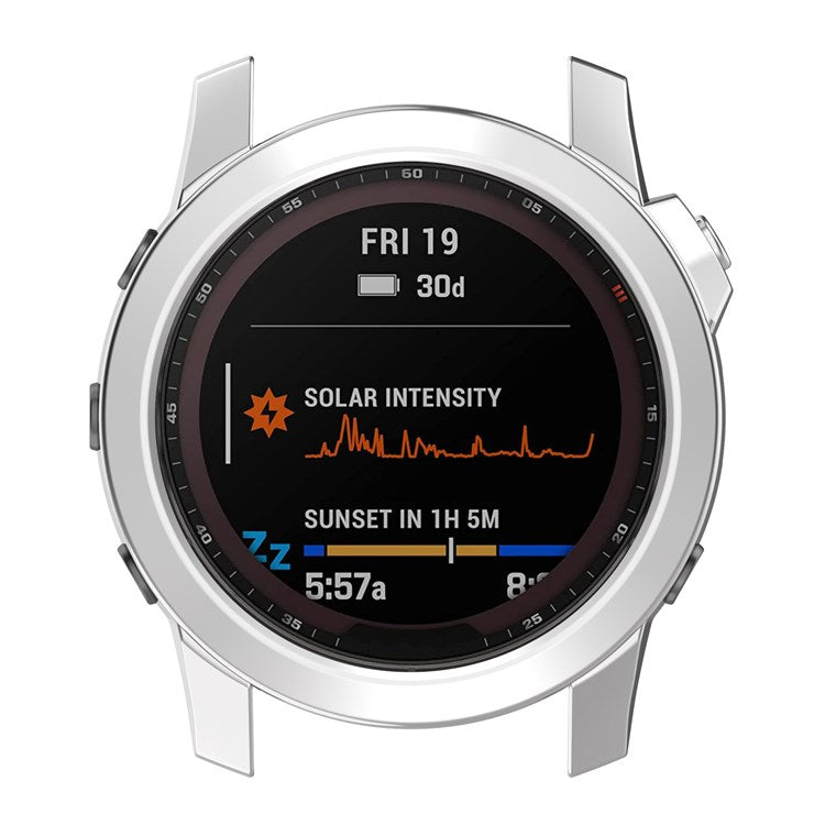 For Garmin Fenix 7 / 7 Solar / 7 Sapphire Solar Hollow Out Watch Case Watch TPU Cover Protector with Electroplating - Silver