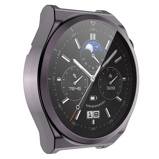 ENKAY HAT PRINCE For Huawei Watch GT 3 Pro 43mm Full Protection Electroplated TPU Smart Watch Case with Sensitive Touch Tempered Glass Screen Protector - Grey