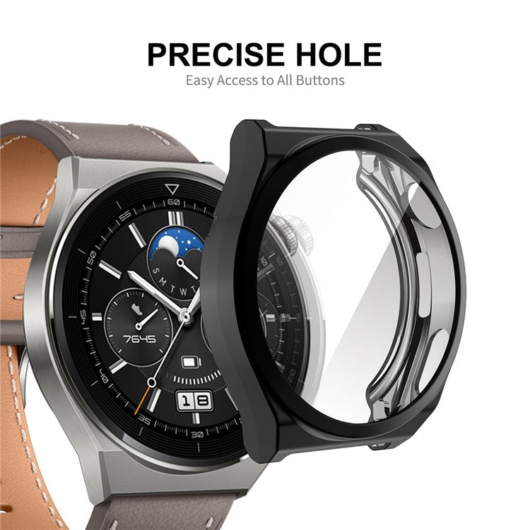 ENKAY HAT PRINCE For Huawei Watch GT 3 Pro 43mm Full Protection Electroplated TPU Smart Watch Case with Sensitive Touch Tempered Glass Screen Protector - Grey