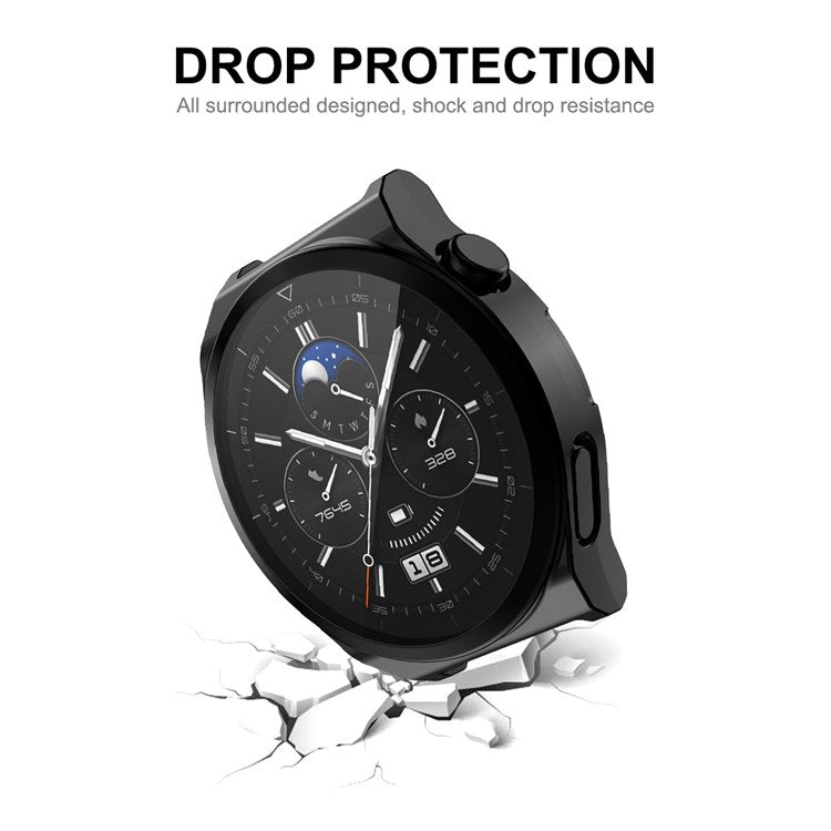 ENKAY HAT PRINCE For Huawei Watch GT 3 Pro 43mm Full Protection Electroplated TPU Smart Watch Case with Sensitive Touch Tempered Glass Screen Protector - Grey