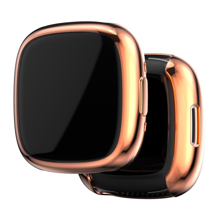 For Fitbit Versa 4 Soft TPU Watch Case Full Coverage Electroplating Protective Cover Frame - Rose Gold
