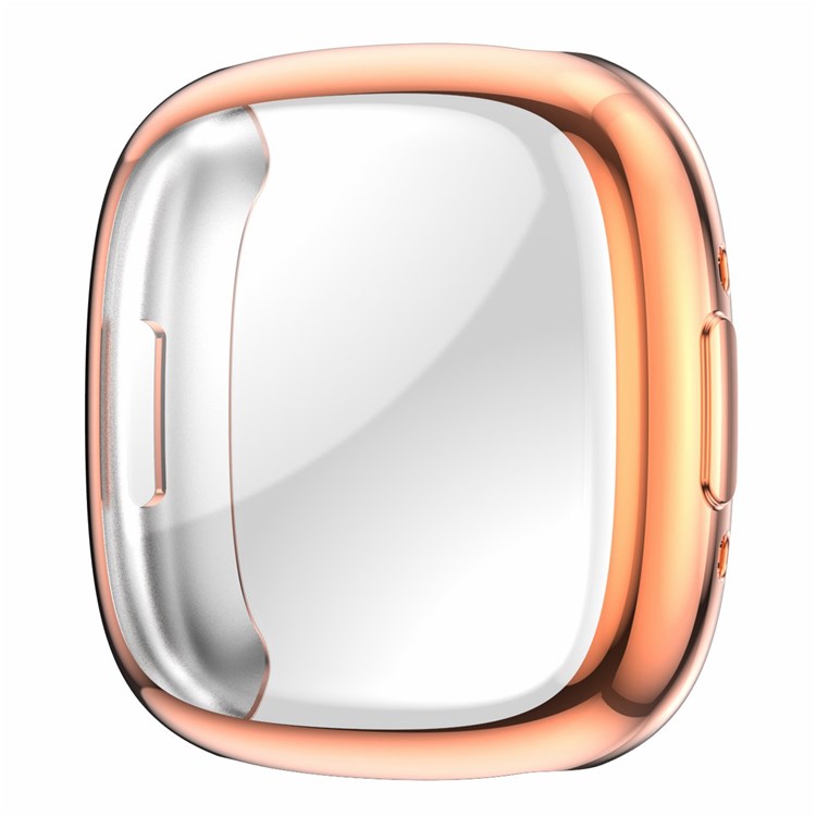 For Fitbit Versa 4 Soft TPU Watch Case Full Coverage Electroplating Protective Cover Frame - Rose Gold