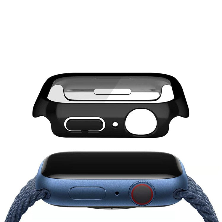 For Apple Watch Series 3/2/1 42mm Electroplating PC Case Dustproof Button Cover Watch Shell with Tempered Glass Screen Protector - Gold
