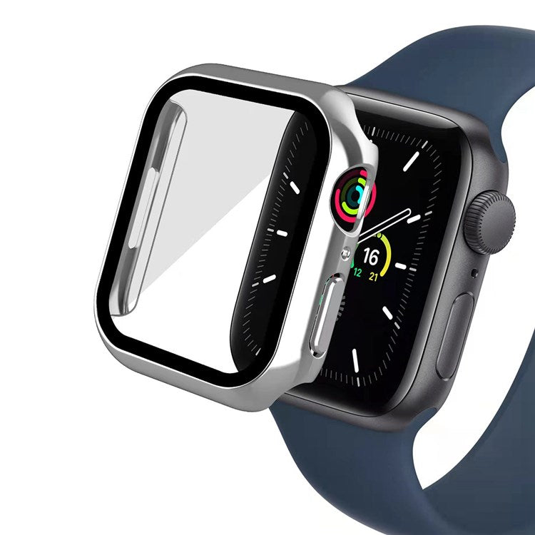 For Apple Watch Series 3/2/1 42mm Electroplating PC Case Dustproof Button Cover Watch Shell with Tempered Glass Screen Protector - Gold