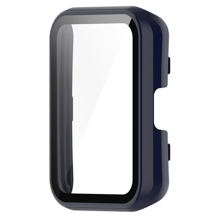 For Oppo Watch Free Hard PC Watch Case Protective Cover with Tempered Glass Screen Protector - Midnight Blue