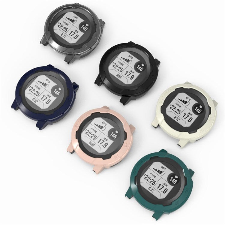 For Garmin Instinct 2 Watch Case Anti-drop Hard PC Cover Frame Half Protective Cover - Dark Blue