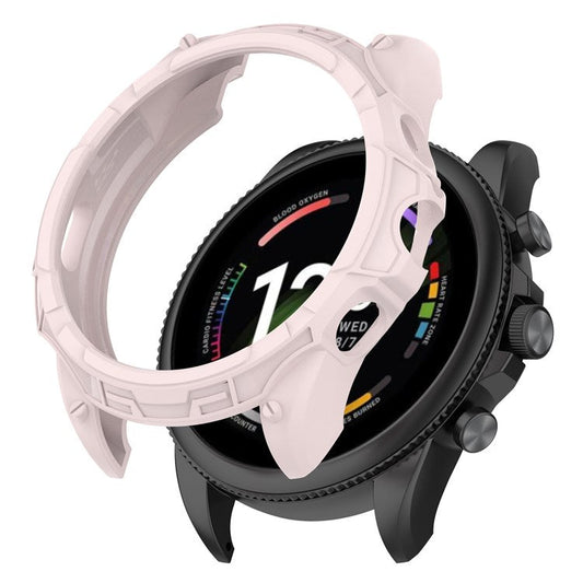 For Fossil Gen 6 Well-protected Flexible TPU Hollow-out Watch Case Protective Cover 44mm - Light Pink