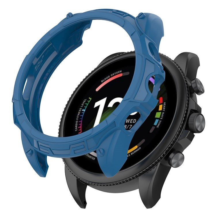 For Fossil Gen 6 Soft TPU Hollow-out Watch Case Protective Cover 42mm - Dark Blue