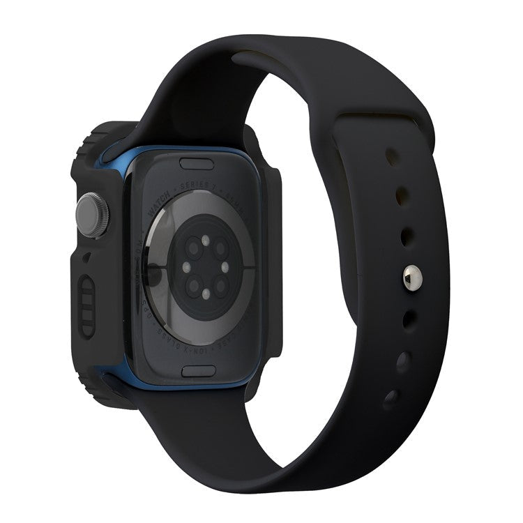 For Apple Watch SE / SE (2022) 40mm / Series 6 / 5 / 4 40mm Full Coverage PC + TPU Watch Case Cover with Tempered Glass Screen Protector - Black