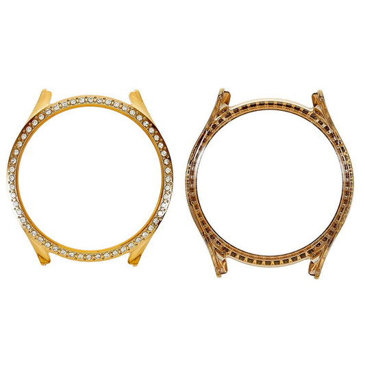 For Samsung Galaxy Watch5 44mm Bling Rhinestone Hard PC Frame Electroplating Half Protective Shell Cover - Gold