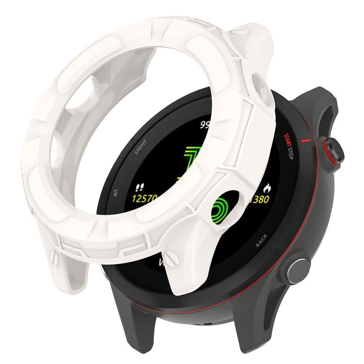 For Garmin Forerunner 955 Half Protective Flexible TPU Case Soft Frame Shock Resistant Cover - Ivory White
