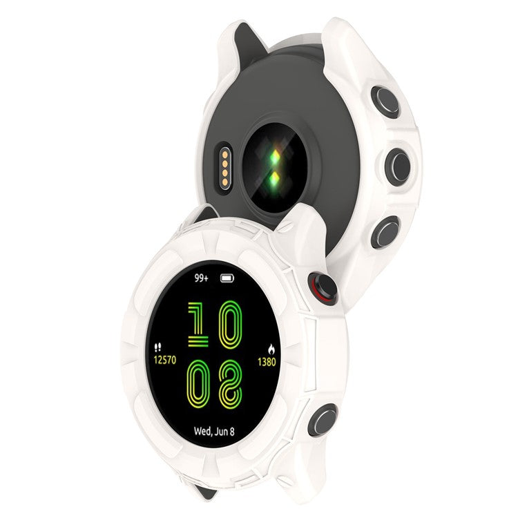 For Garmin Forerunner 955 Half Protective Flexible TPU Case Soft Frame Shock Resistant Cover - Ivory White