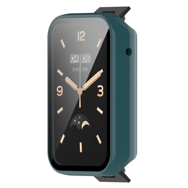 For Xiaomi Mi Band 7 Pro Hard PC  Case with HD Clear Tempered Glass Film Anti-Scratch Protective Cover - Pine Needle Green