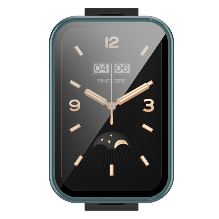 For Xiaomi Mi Band 7 Pro Hard PC  Case with HD Clear Tempered Glass Film Anti-Scratch Protective Cover - Pine Needle Green
