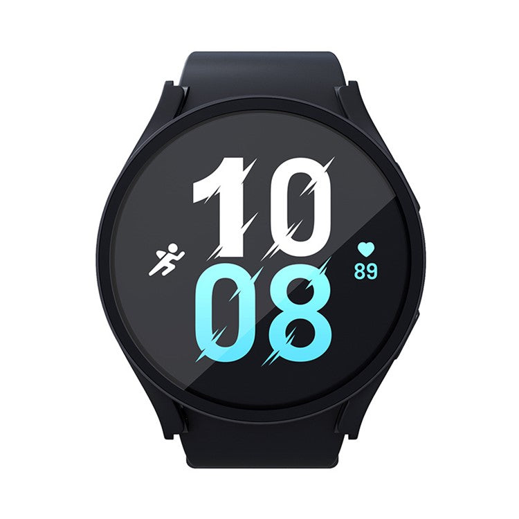 For Samsung Galaxy Watch FE / Watch6 / Watch5 / Watch4 40mm Hard PC Watch Cover with Tempered Glass Screen Protector - Black