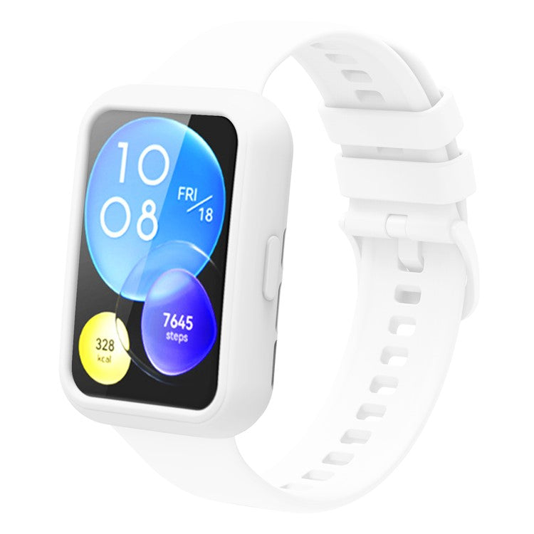 For Huawei Watch Fit 2 Smart Watch Silicone Case Anti-scratch Protective Frame - White